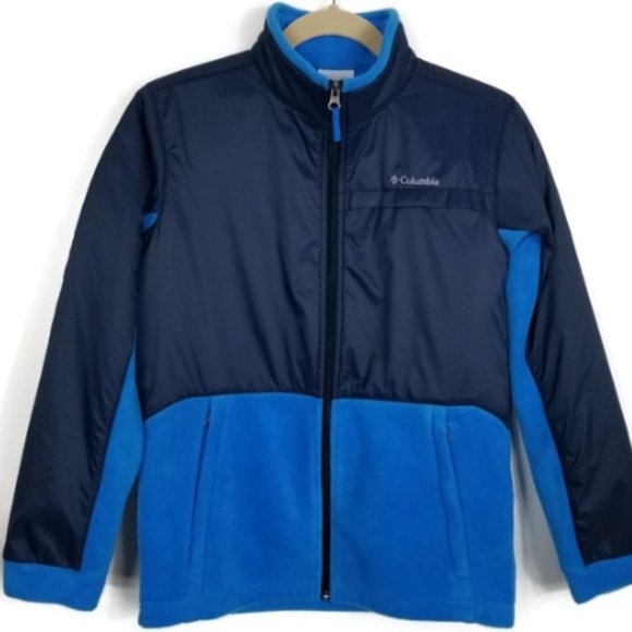Columbia Steens Mt Overlay Fleece Jacket Boys L 14/16 in Indigo & Navy - Picture 3 of 9